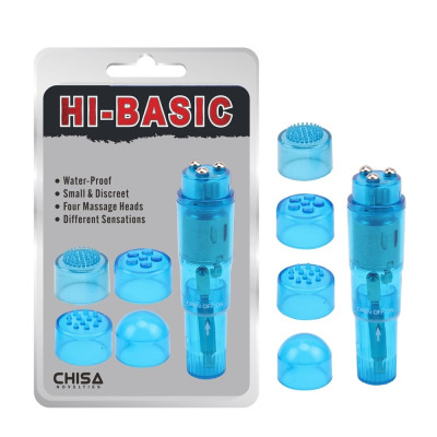 Кліторальний вібратор з насадками Chisa Hi-Basic, блакитний