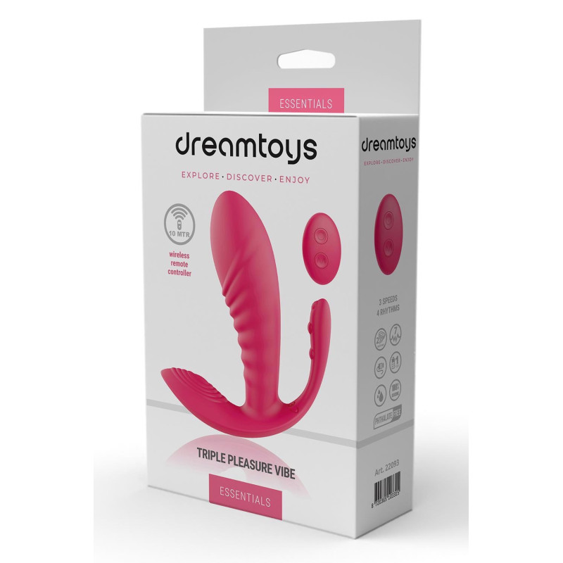 Масажер-вібратор рельєфний Dream Toys Essentials з потрійною стимуляцією, червоний