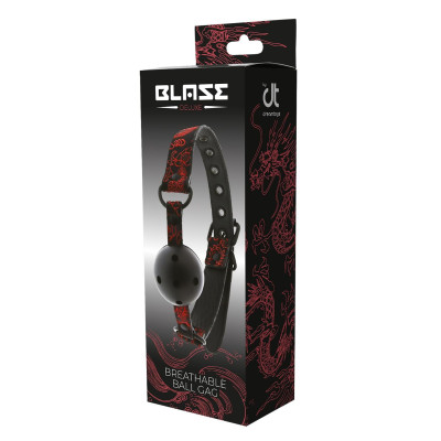 Кляп чорний Dream Toys Blaze Deluxe з червоним візерунком у вигляді вишивки
