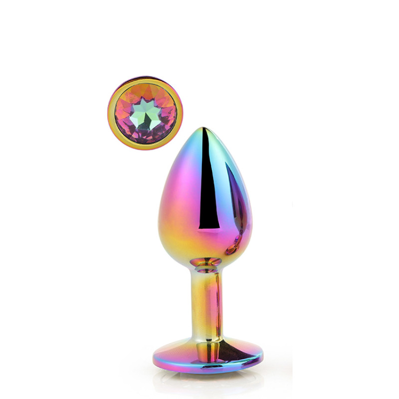 Райдужний анальний затор Dream Toys GLEAMING LOVE MULTICOLOUR PLUG LARGE
