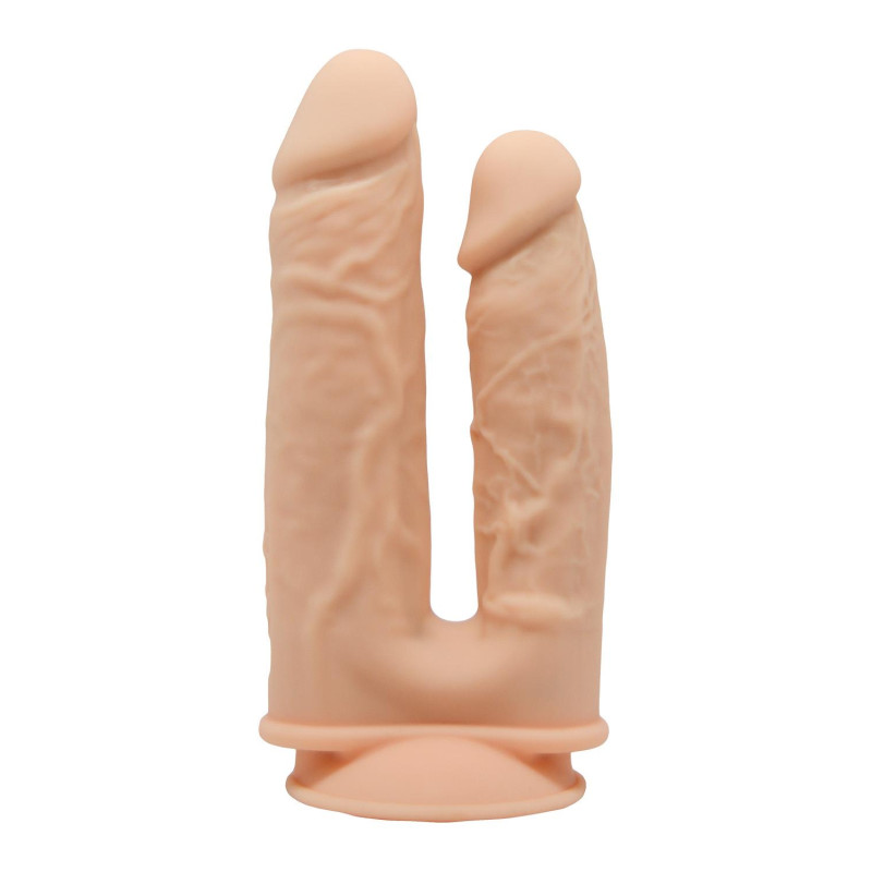 Фалоімітатор подвійний на присосці Dream Toys Real Love, термоактивний, бежевий