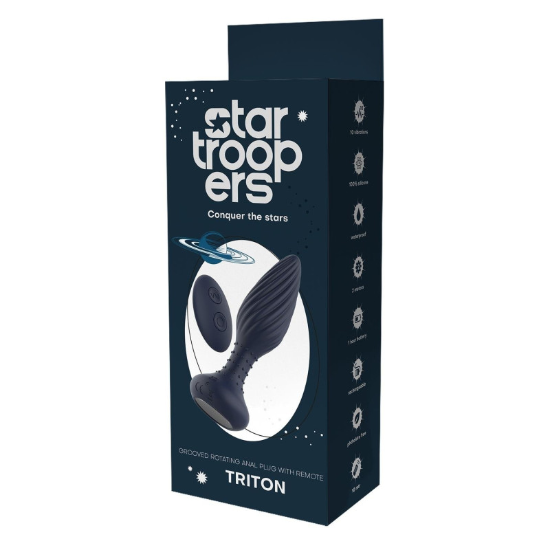Вібруючий анальний затор Dream Toys Startroopers Triton з пультом управління, чорний