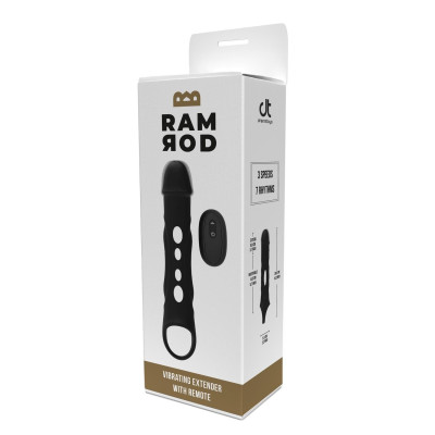 Насадка на пеніс із вібрацією Dream Toys Ramrod та пультом управління, чорна