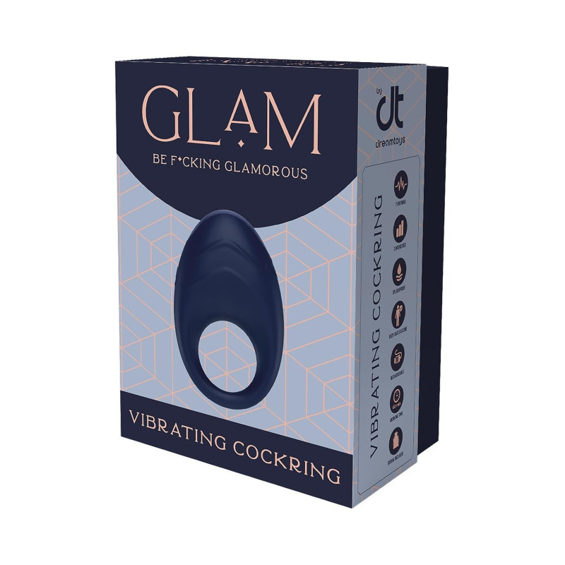 Гламурне вібраційне кільце для пеніса Dream Toys Glam синє