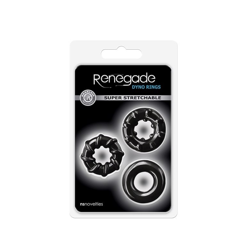 Набір ерекційних кілець NS Novelties Renegade Dyno Cock Rings, чорні, 3 шт