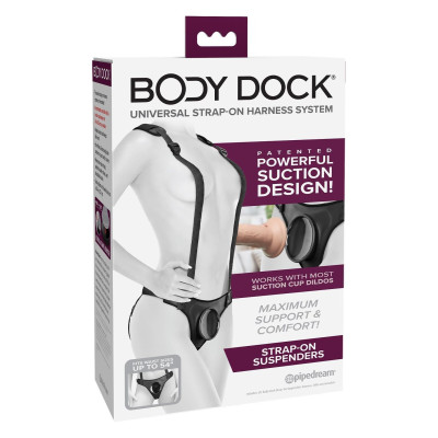 Трусики для страпону Pipedream Body Dock з підтяжками, чорні
