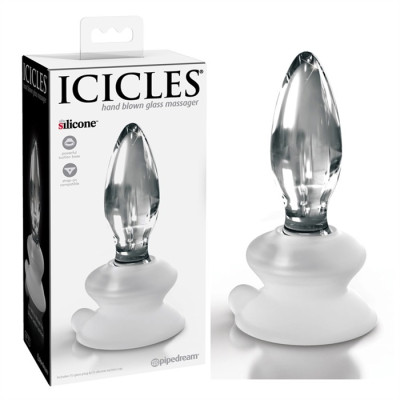 Анальна скляна пробка Pipedream Icicles No. 91 на силіконовій присосці, прозорий