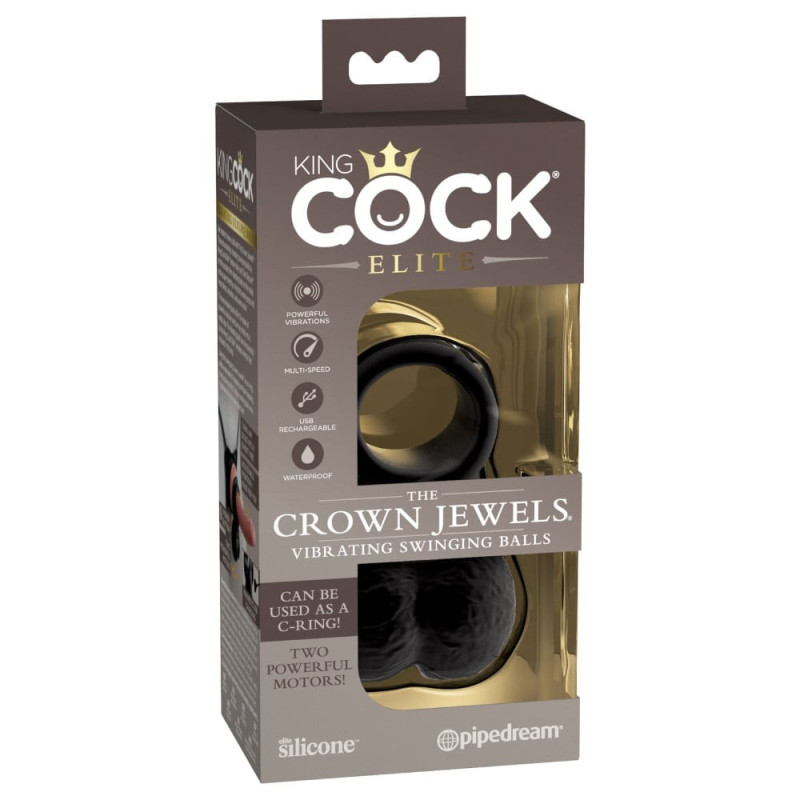 Насадка для страпону "мошонка з вібрацією" Pipedream King Cock Elite чорна