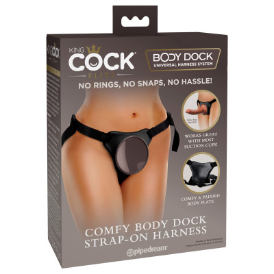 Кріплення для страпону вакуумне Pipedream King Cock Elite Body Dock на ременях, коричневе з чорним