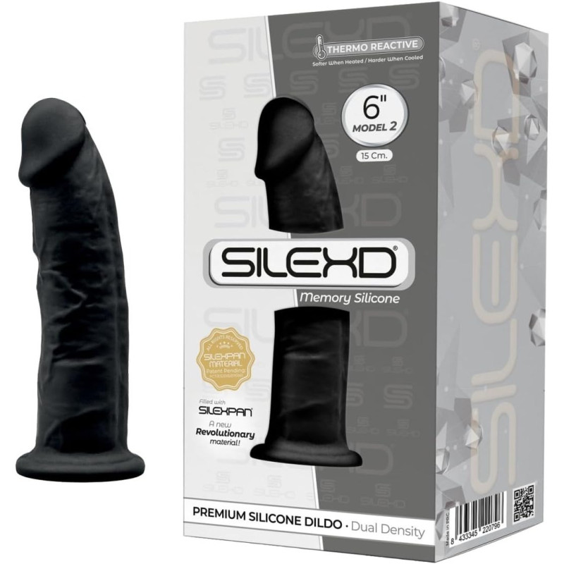 Фалоімітатор SilexD Robby Black (MODEL 2 size 6in), двошаровий, силікон + Silexpan, діаметр 3,7см