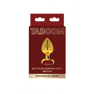 Анальний металевий затор M (Medium) з каменем червоного кольору Butt Plug With Diamond Jewel Taboom