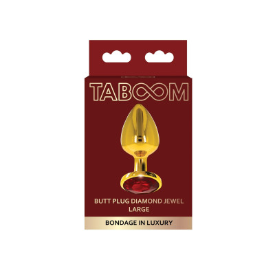 Анальна пробка металевий золотистий L Butt Plug With Diamond Jewel Taboom