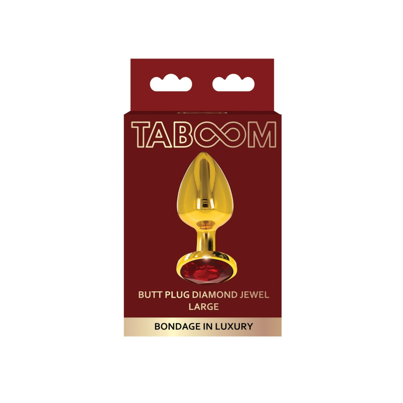 Анальна пробка металевий золотистий L Butt Plug With Diamond Jewel Taboom