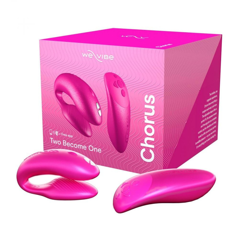 Смарт-вібратор для пар We-Vibe Chorus Cosmic рожевий, сенсорне керування вібраціями стиском пульта