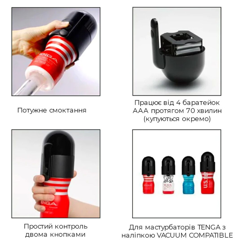 Вакуумна насадка Tenga Vacuum Controller з мастурбатором US Deep Throat Cup, єдиний сосущий