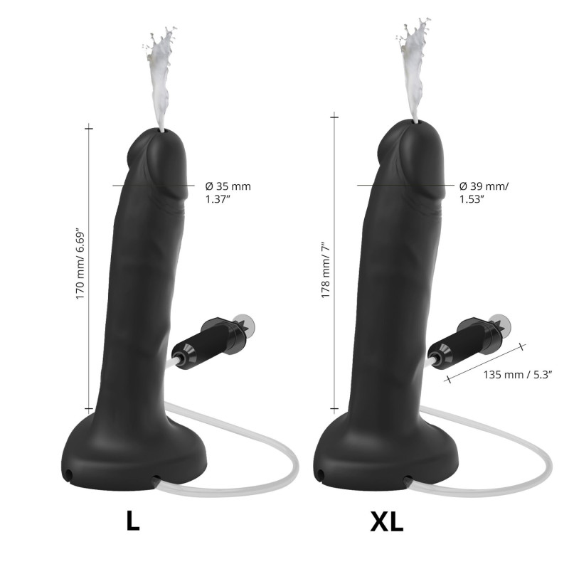 Закінчуючий фалоімітатор Strap-On-Me SQUIRTING CUM DILDO REALISTIC Black L