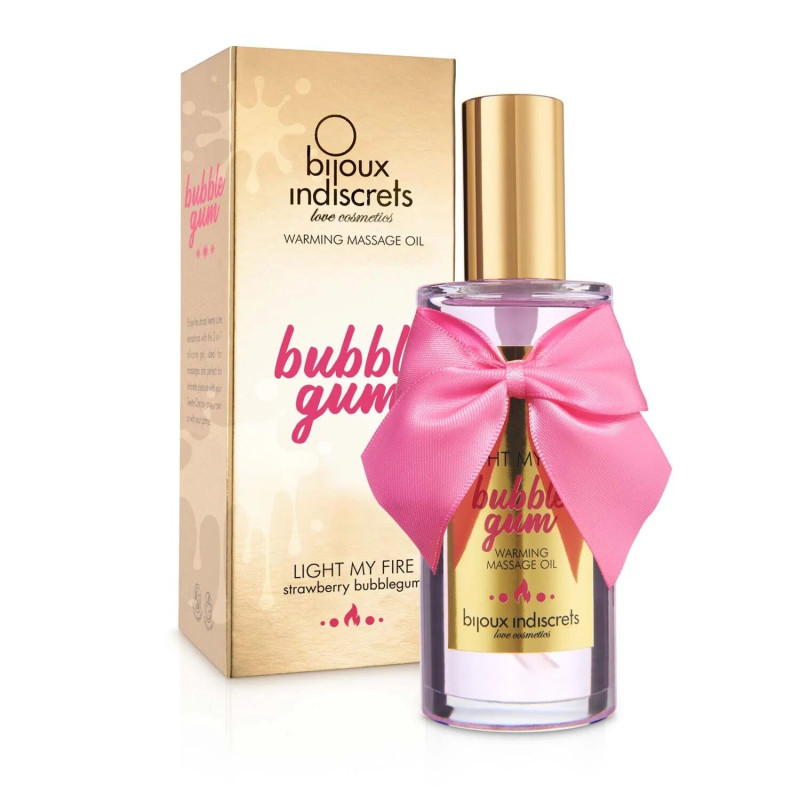 Розігріваюча олія Bijoux Indiscrets Light my Fire – Strawberry Bubblegum (Полунична жуйка) 100 мл