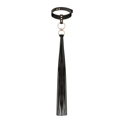 Нашийник з флоггером Rosy Gold - Collar with Flogger - Black