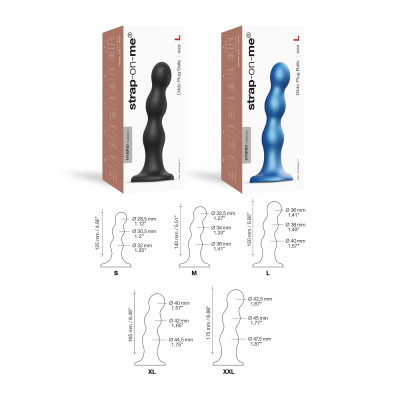 Насадка для страпону Strap-On-Me Dildo Plug Balls Blue Metallic XXL