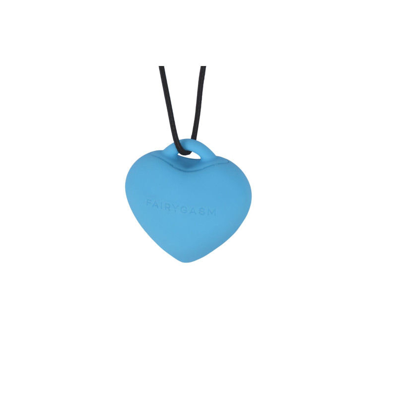 Міні-вібратор «Серце» FairyGasm PleasureStone blue, 9 режимів, на шнурку