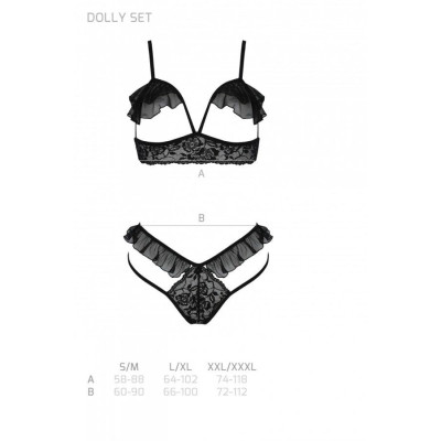 Комплект білизни DOLLY SET WITH OPEN BRA black L/XL Passion