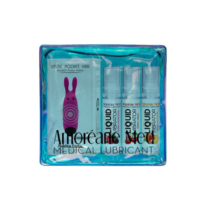 Набір смакових лубрикантів Amoreane Med (3х10мл) та вібропулі Adrien Lastic Pink