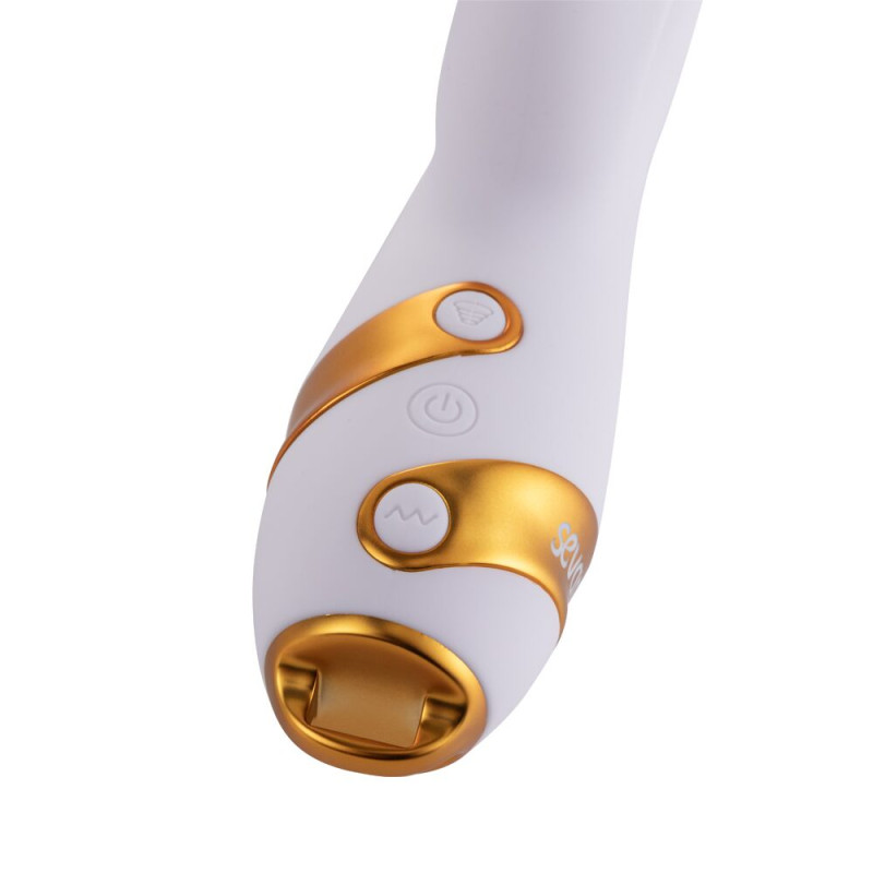 Вібратор-кролик із флоггером LOCKINK SEVANDA Whip Vibrating Massage Wand - White & Golden