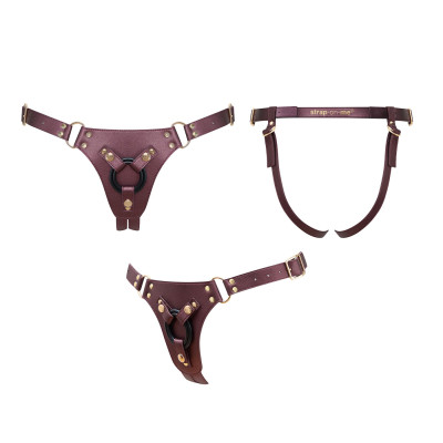 Трусики для страпону Strap-On-Me Leatherette Harness Generous - One Size - Aubergine