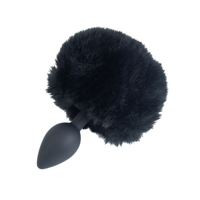 Анальна пробка з хвостом Punishment - Bunny Tail Silicone Anal Plug - Black