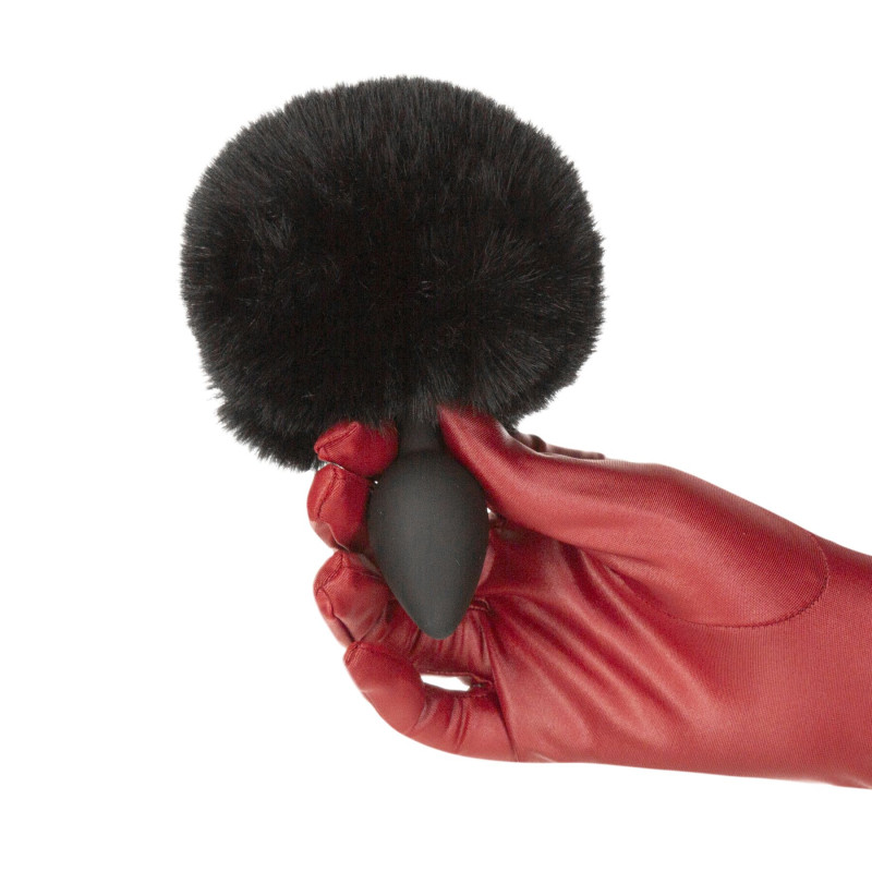 Анальна пробка з хвостом Punishment - Bunny Tail Silicone Anal Plug - Black