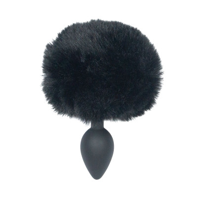 Анальна пробка з хвостом Punishment - Bunny Tail Silicone Anal Plug - Black