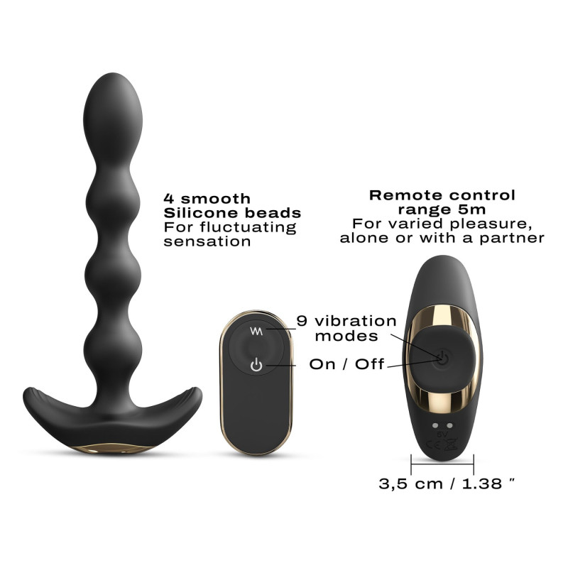 Анальний вібратор-буси Dorcel FLEXI BALLS, гнучкий ствол, пульт ДК, 16х2.8 см