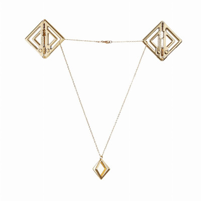 Затискачі для сосків з легкою підвіскою LOCKINK Adjustable Nipple Clamps with Light Pendant - Golden