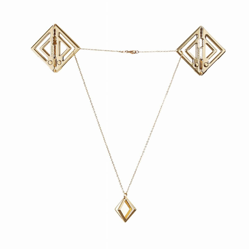 Затискачі для сосків з легкою підвіскою LOCKINK Adjustable Nipple Clamps with Light Pendant - Golden