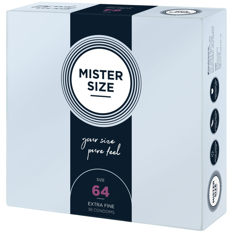 Презервативи Mister Size - Pure Feel - 64 (36 шт), товщина 0.05 мм (м'ята упаковка)