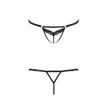 Відверті трусики-стрепи з мереживом SOLON THONG Black XXL/3XL - Passion Exclusive