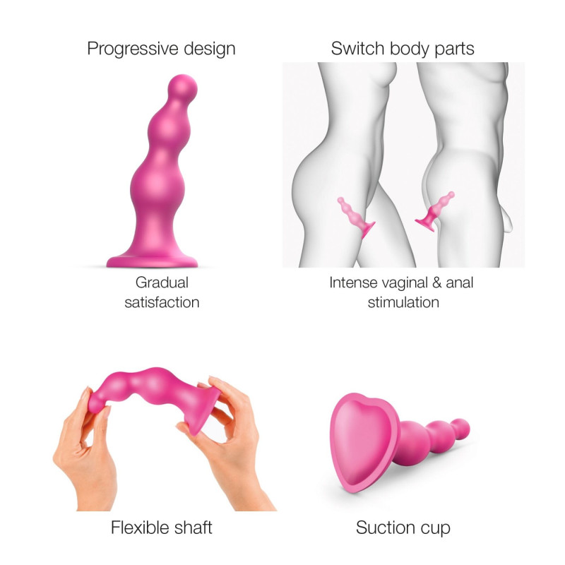 Насадка для страпону Strap-On-Me Dildo Plug Beads Framboise Metallic XXL