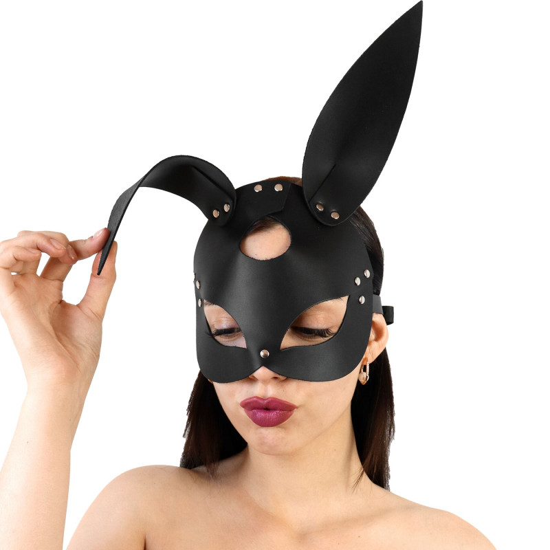 Шкіряна маска зайчика Art of Sex - Bunny mask, колір Чорний