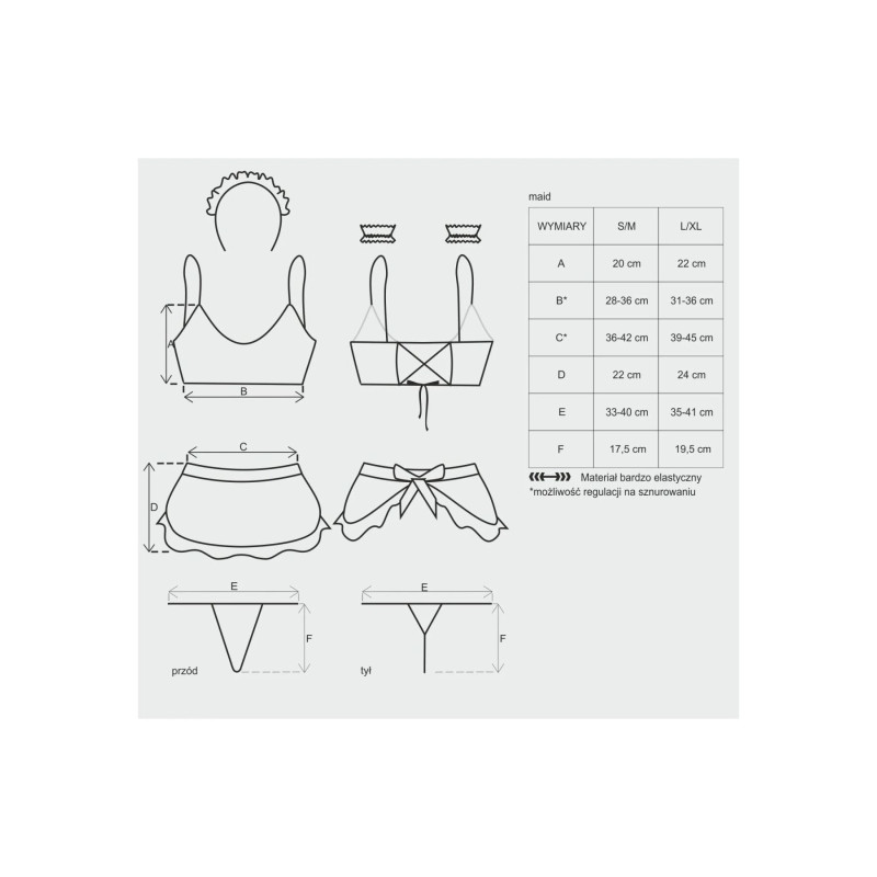 Еротичний костюм покоївки Obsessive Maid set S/M