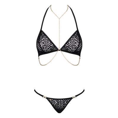 Комплект білизни Obsessive Pantheria Black S/M (сет з 2)
