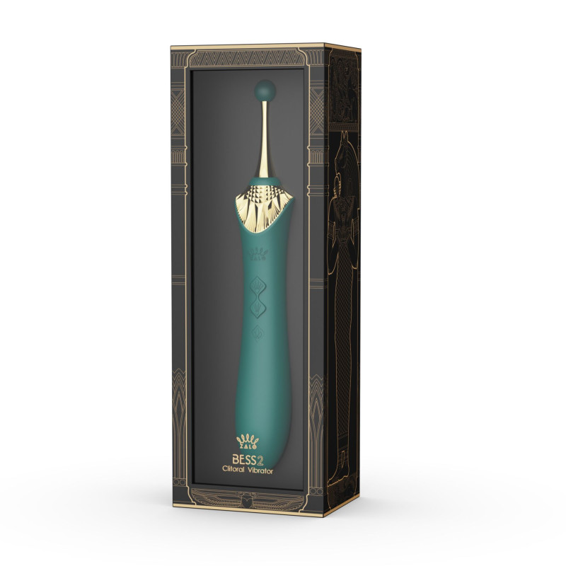 Вагінально-кліторальний вібратор Zalo - Bess 2 Turquoise Green, мультифункціональний з насадками