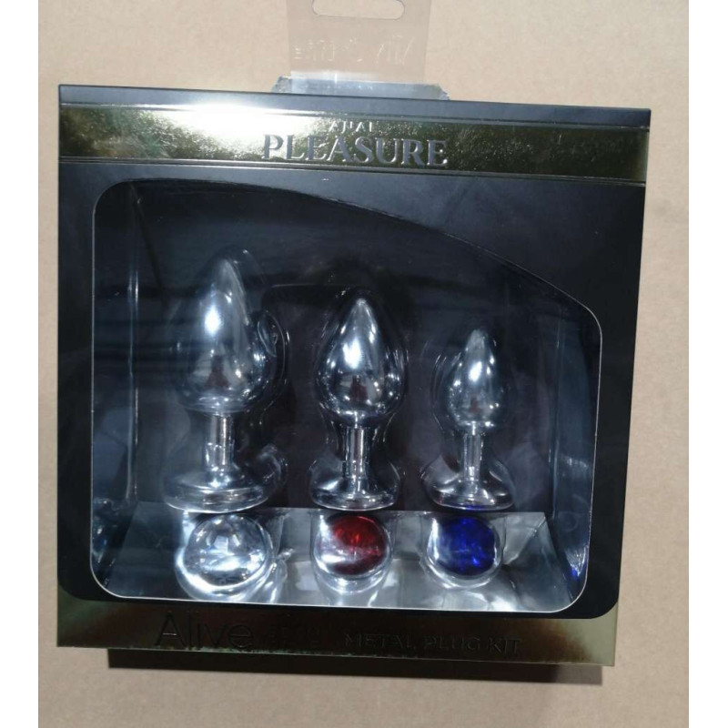 Набір металевих анальних пробок Alive Metal Plug Kit, 8x3.4 см (м'ята упаковка)