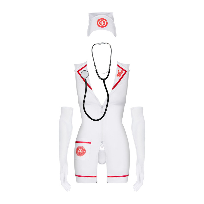 Еротичний костюм медсестри Obsessive Emergency dress S/M + stethoscope