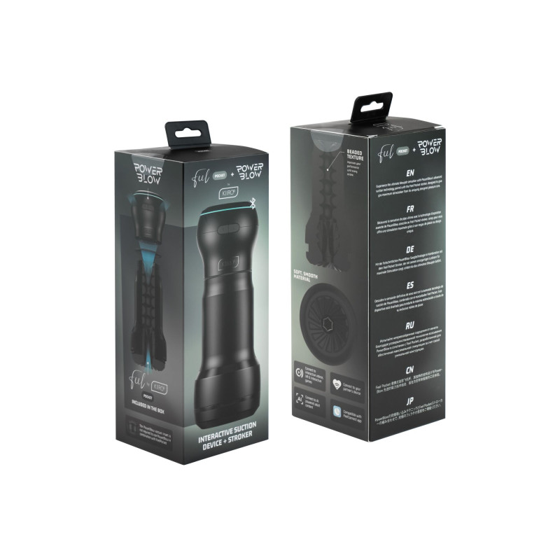 Мастурбатор Kiiroo Feel Pocket із всмоктувальною інтерактивною насадкою PowerBlow Combo Set