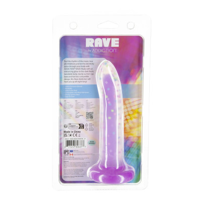 Фалоімітатор ADDICTION Rave 8″, що світиться в темряві, Glow in the Dark Dildo Purple Confetti , 20,3 см