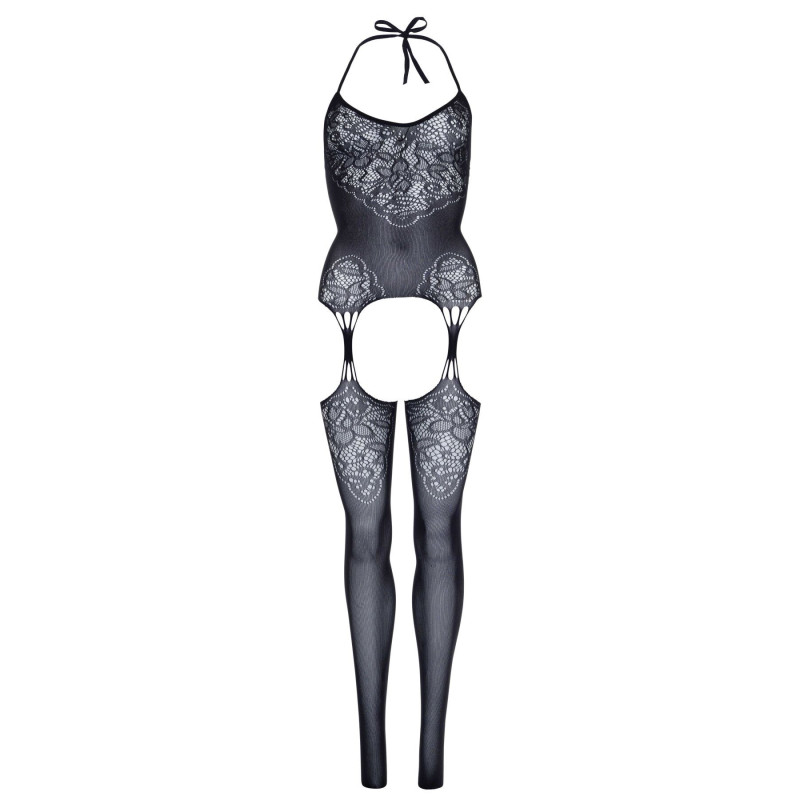 Еротичний бодістокінг Leg Avenue Jacquard net Black, імітація панчох, відкритий доступ, one size
