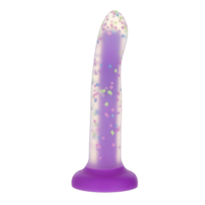 Фалоімітатор ADDICTION Rave 8″, що світиться в темряві, Glow in the Dark Dildo Purple Confetti , 20,3 см