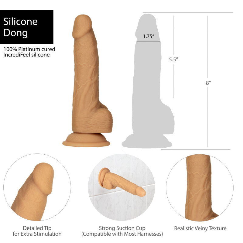 Фалоімітатор ADDICTION - 8ʼ DUAL DENSITY SILICONE DILDO - CARAMEL