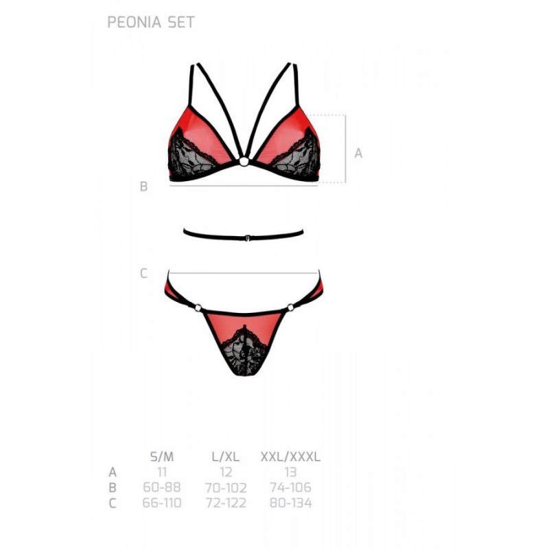 Комплект білизни PEONIA SET Red S/M Passion