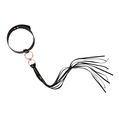 Нашийник з флоггером Rosy Gold - Collar with Flogger - Black